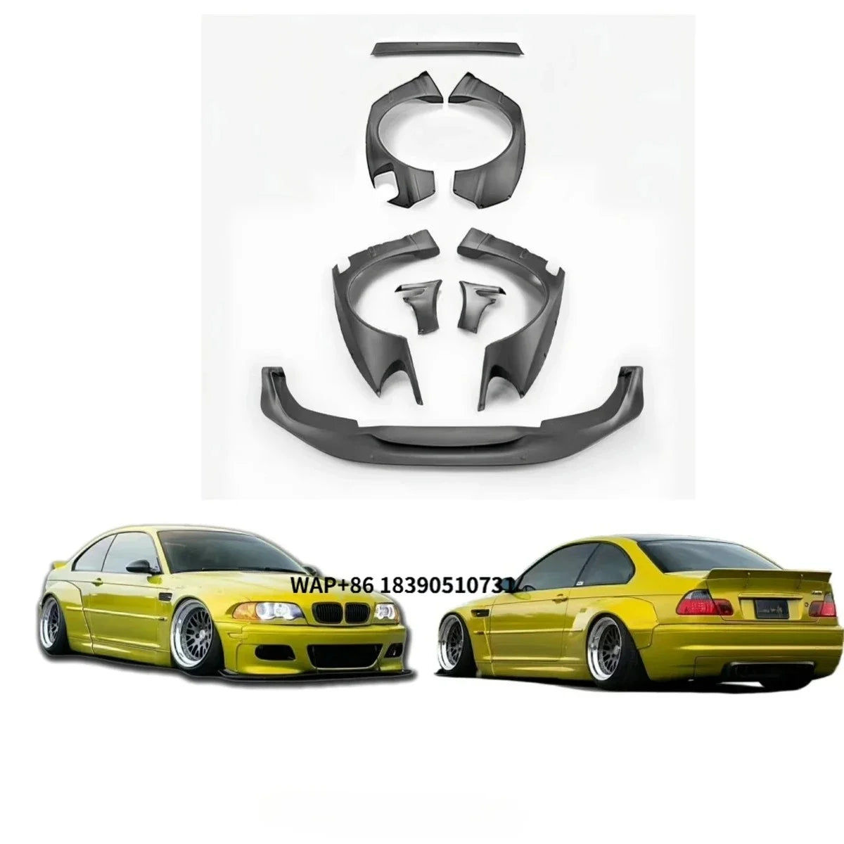 2005 for 3 Series E46 Wide Body Kit Rocky Bunny M3 Upgrade with New Car Bumpers 1998-2005 Model Fit