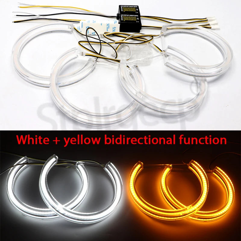 Crystal LED Angel Eyes For BMW E46 M3 E38 E39 E36 Xenon Headlight Tuning DTM Style Halo Rings DRL Daytime Light Retrofit 131mmx4