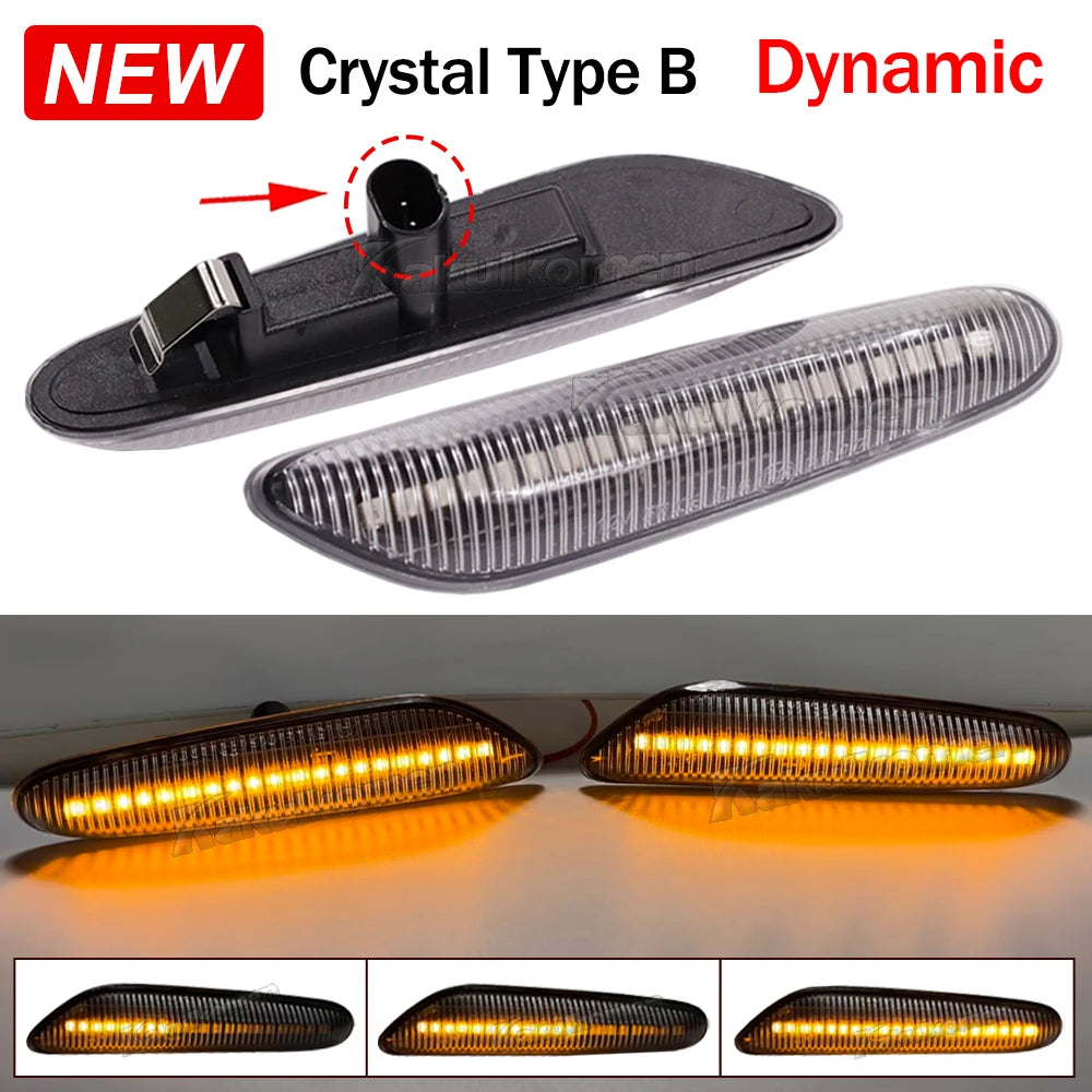 Sequential Flashing LED Dynamic Turn Signal Side Marker Light 2Pcs For BMW E60 E61 E90 E91 E87 E81 E83 E84 E88 E92 E93 E82 E46