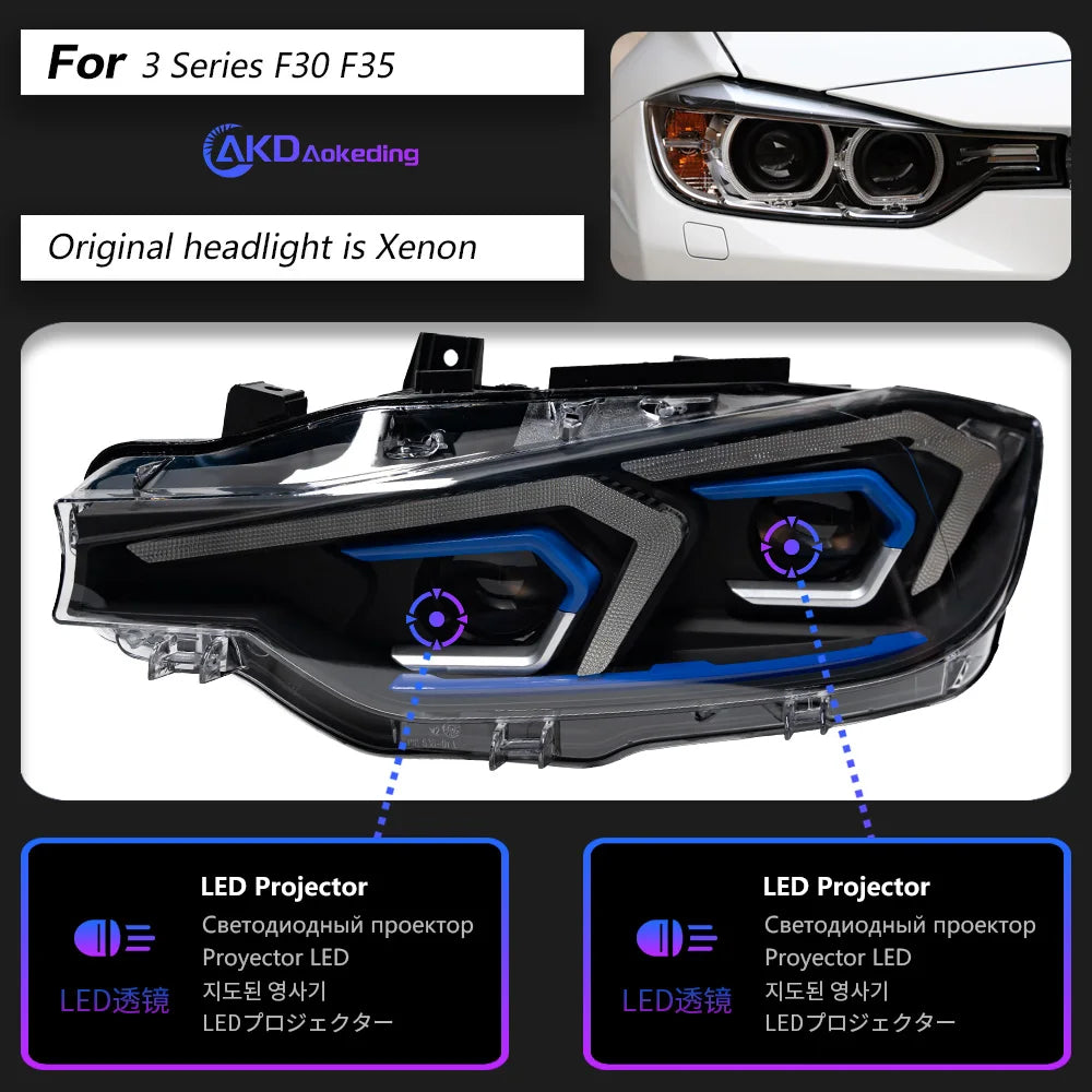 AKD Car Lights for BMW F30 LED Headlight Projector Lens F31 Head Lamp 318i 320i 325i 328i 330i 335i DRL Automotive Accessories