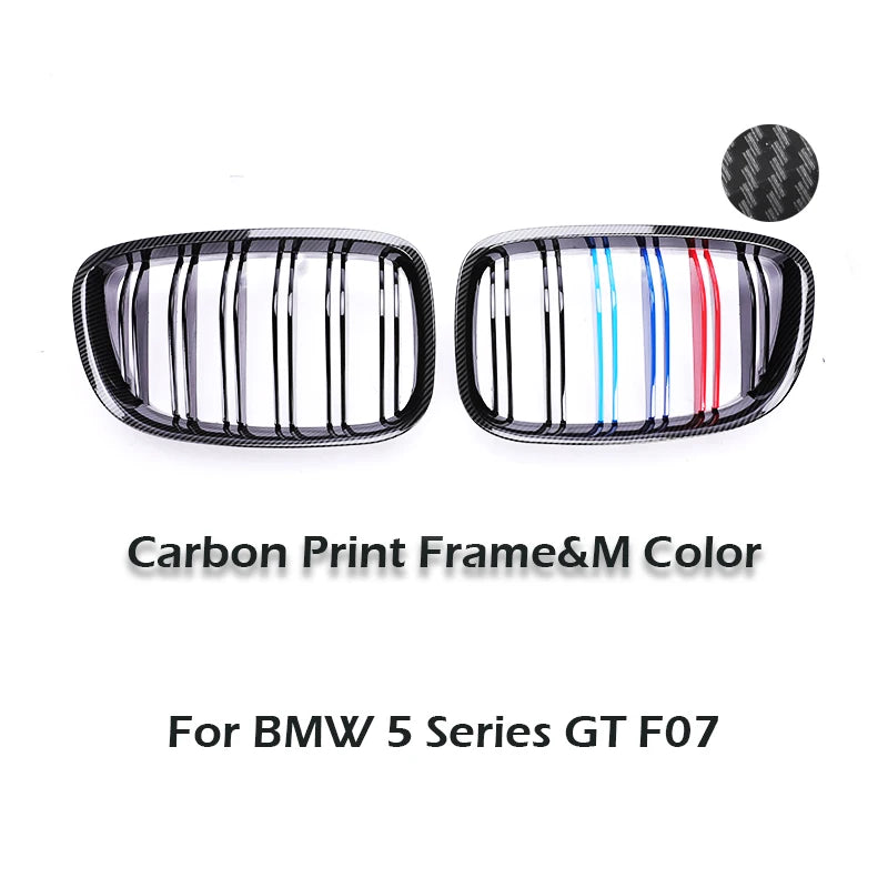 Kidney Grill Grille For BMW 5 Series Gran Turismo GT F07 2009-2017 M Color Chrome Carbon Fiber Pattern Racing Style 535i GT