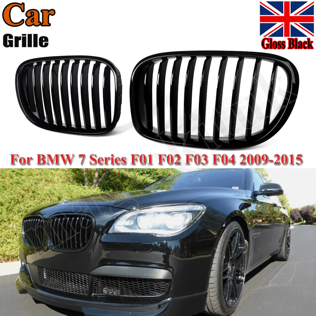 Magickit Front Bumper Kidney Grilles for BMW 7 Series F01 F02 2008 2009 2010 2011 2012 2013 2014 Gloss Black 740i 750i 760Li