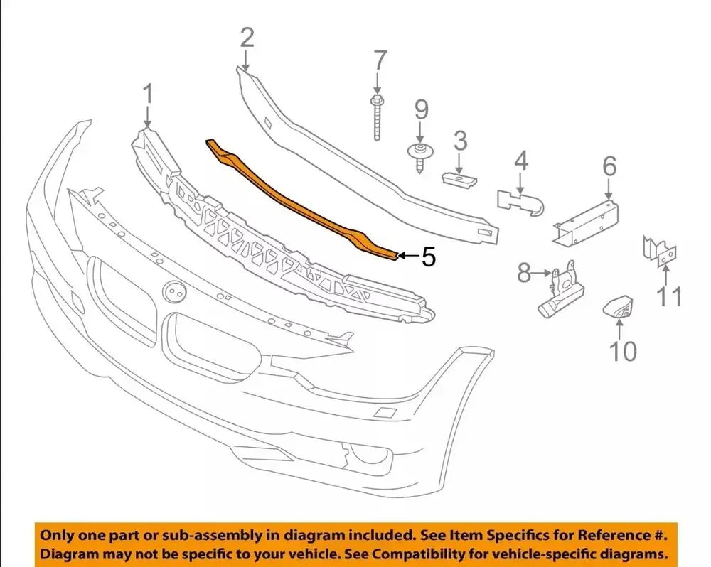 MAGICKIT For BMW 4 Series F32 F33 F36 M Sport 2014-2020 Front Bumper Lower Reinforcement Bar Black Direct Replacement
