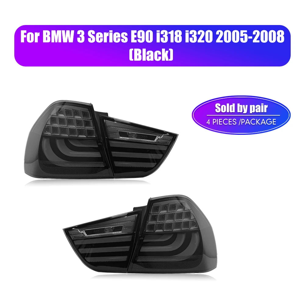 For BMW 3 Series E90 i318 i320 2005-2012 LED Car Tail Light Assembly Flowing Water Flicker Tail Lamps Plug and Play Taillights