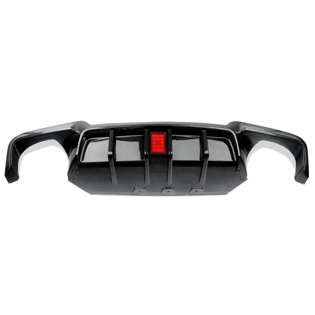 MagicKit for BMW 5 Series F10 M Sport Bumper 10-16 Carbon Look Rear Diffuser with LED Light