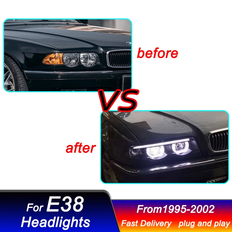 Car styling Headlights for BMW 7 series E38 1995-2002 full LED DRL Dynamic Signal Head Lamp Bi Xenon Beam Headlamp Accembly