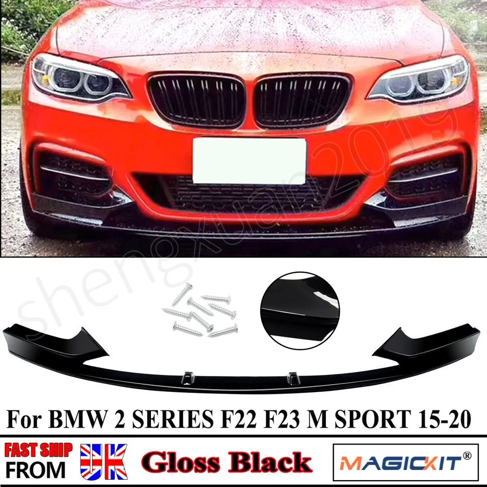 Fit FOR BMW 2 SERIES F22 F23 Front Bumper Lip 218i 230i 2014-2022 M SPORT FRONT SPLITTER LIP SPOILER GLOSS BLACK Car Accessories