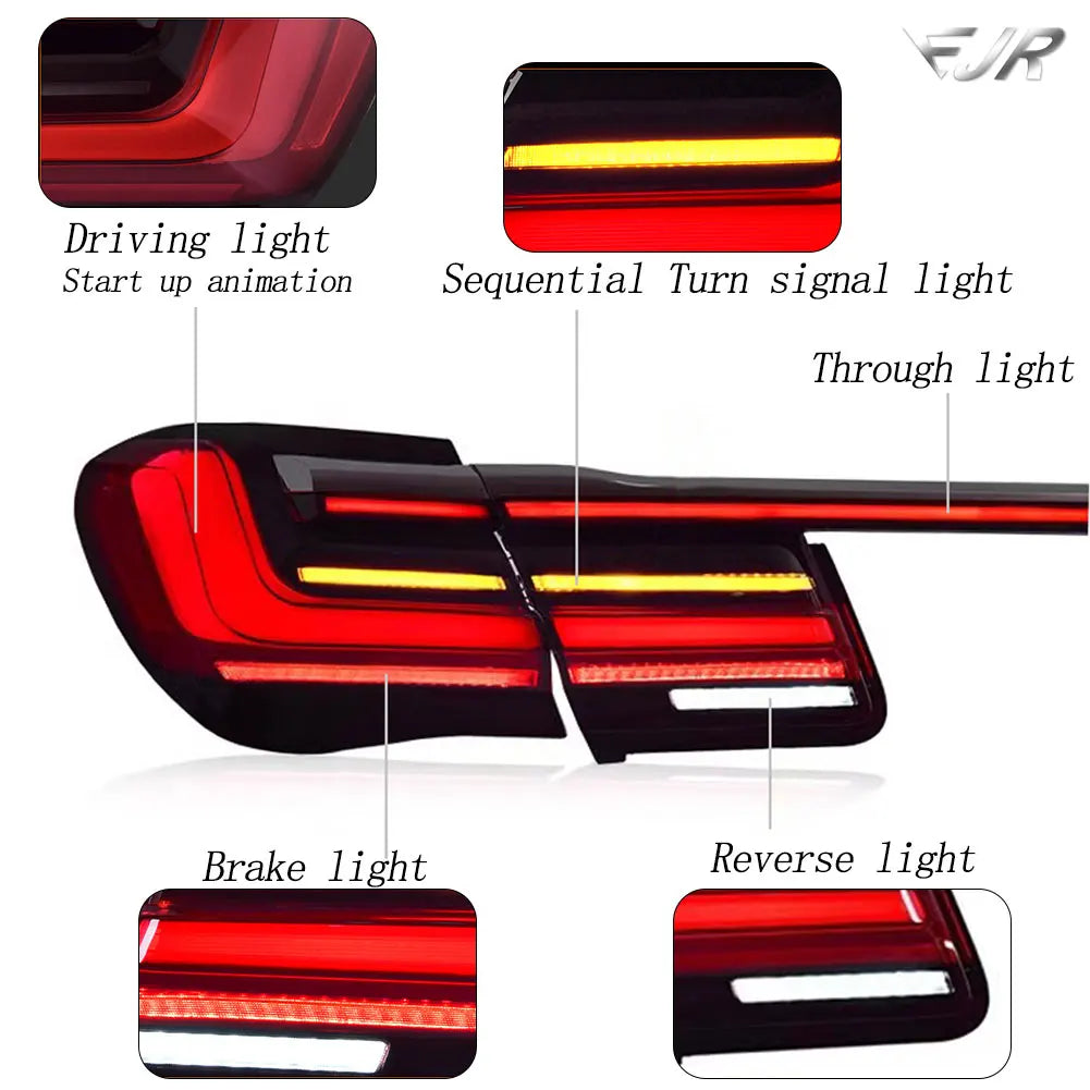 Through Taillight For BMW 7 Series F01 F02 2009-2015 Upgrade G12 LED Dynamic DRL Sequential Turn Signal Rear Trunk Tail lights