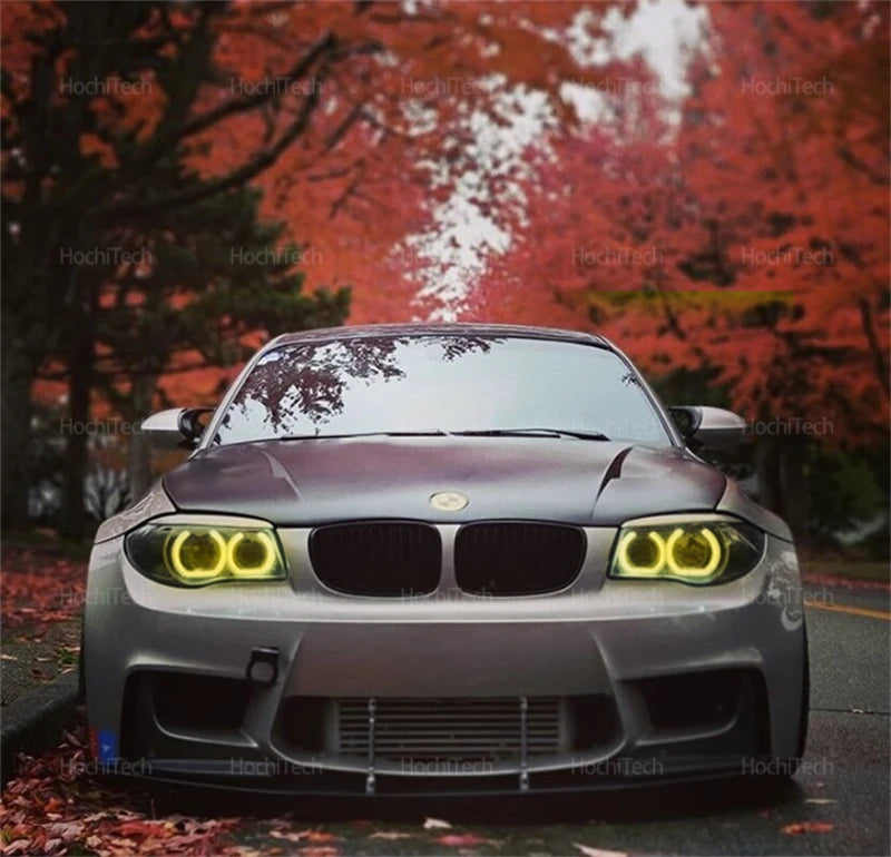 For BMW 1 Series E81 E82 E87 E88 1M 04-13 Xenon Headlight CS CSL Style Lemon Yellow Ring Angel Eyes LED Tuning Headlight Rings