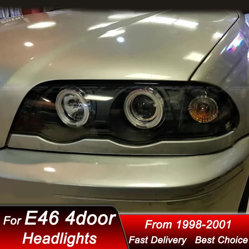 Hot Car Headlights For BMW 3 series M3 E46 4 doors 98-01 EMARK LED DRL Headlamp Assembly Upgrade Projector Lens Accessories Kit