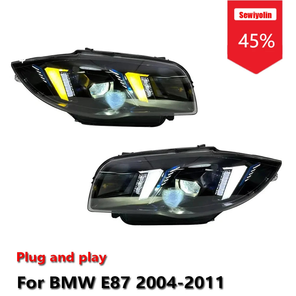 Sewiyolin Car LED Headlight Assemblies For BMW E87 2004-2011 Fog DRL Brake Turn Signal Lamp Plug and Play