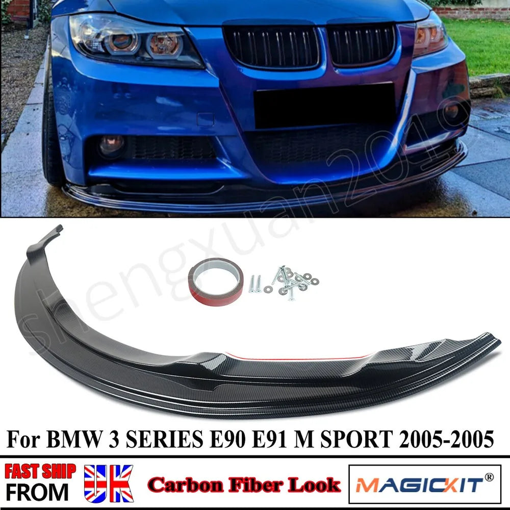 Front Lips Bumper FOR BMW 3 SERIES E90 E91 320d 330d 335d M PERFORMANCE 2005 2006 2007 2008 PRE LCI FRONT SPLITTER CARBON LOOK