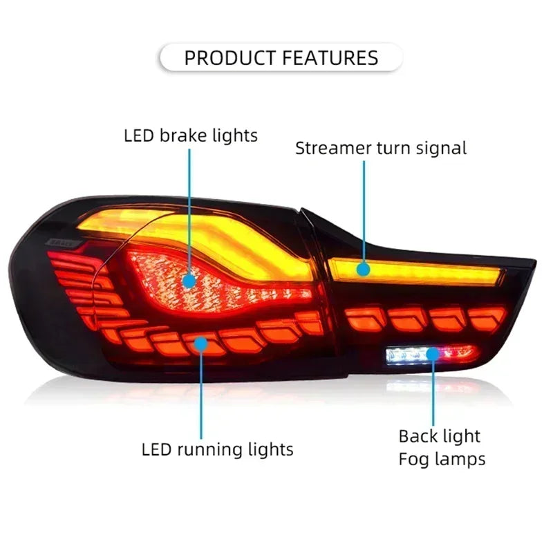 4PCS LED GTS Style Tail Lights for BMW F32 F36 F82 F83 M4 2014-2020 Rear Lamp with Dynamic Sequential Turn Signal Start-up Anim