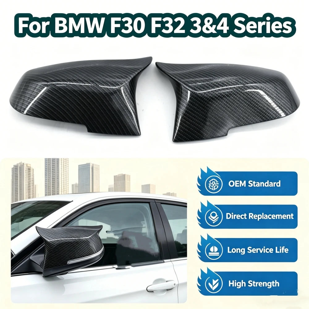 LHD M4 Style Carbon Fiber Mirror Cover Replacement Rearview Side Mirror Cap For BMW F30 F32 3&4 Series