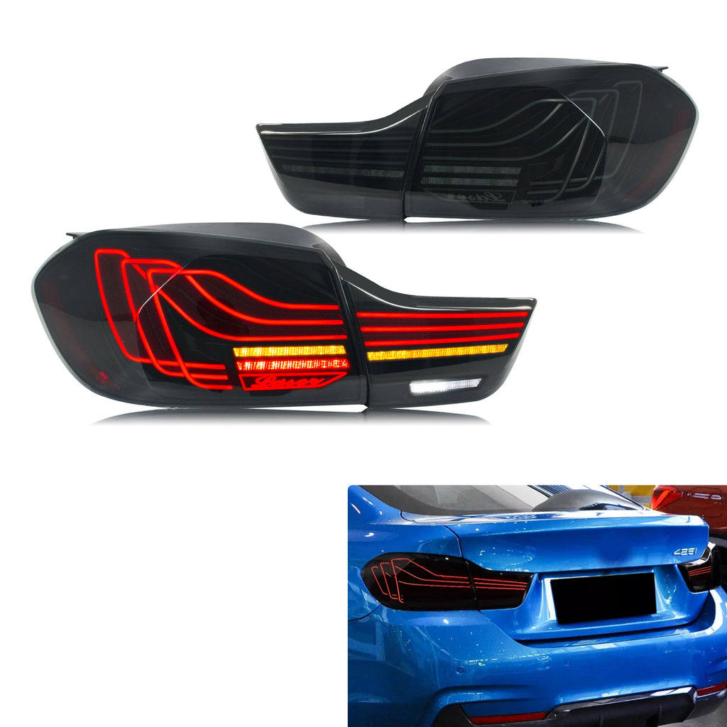 LED Tail Lights For BMW 4-Series F32 F33 F36 F82 F83 M4 2014-2020 Sequential Signal Dynamic Animation Black Rear Lamps Assembly