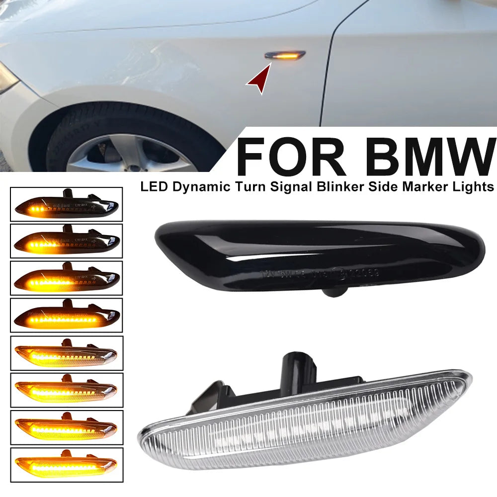 Sequential Flashing LED Turn Signal Side Marker Light For BMW E60 E61 E90 E91 E87 E81 E83 E84 E88 E92 E93 E82 E46 1 3 5 series