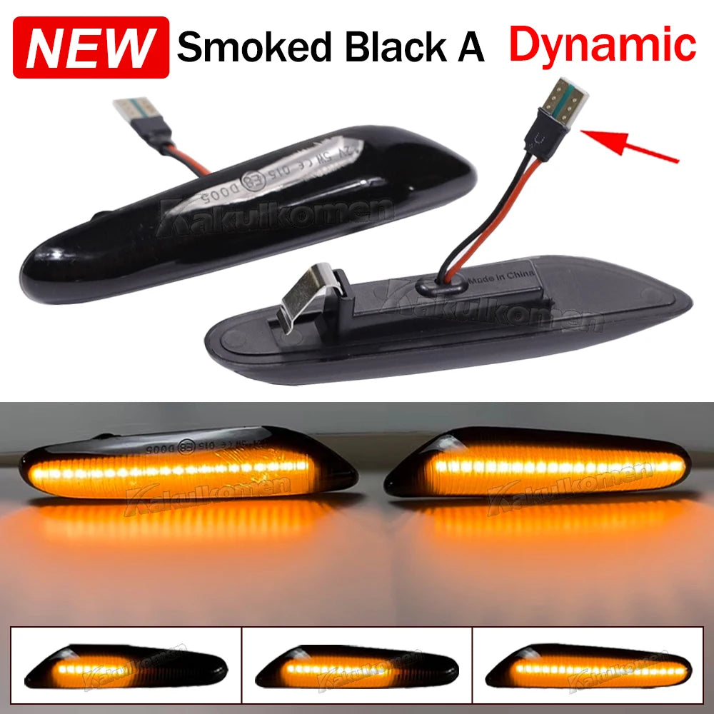 Sequential Flashing LED Dynamic Turn Signal Side Marker Light 2Pcs For BMW E60 E61 E90 E91 E87 E81 E83 E84 E88 E92 E93 E82 E46