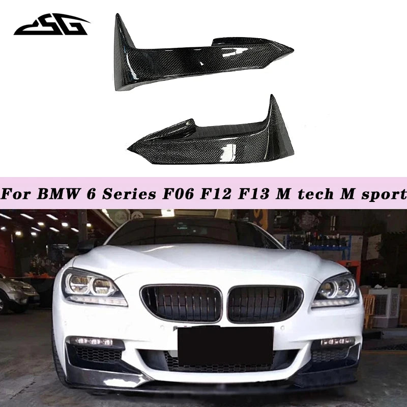 For BMW 6 Series F06 F12 F13 M tech M sport Carbon Fiber Front Bumper Lip Splitter Air Vent Canards Apron Flap Cupwings Body Kit
