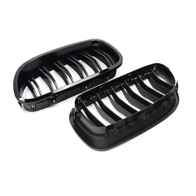 M5 Look Gloss Black Dual Fins Front Kidney Grille Compatible with BMW 5 Series F10 F11 2010-2016 Dual Lines Racing Grills
