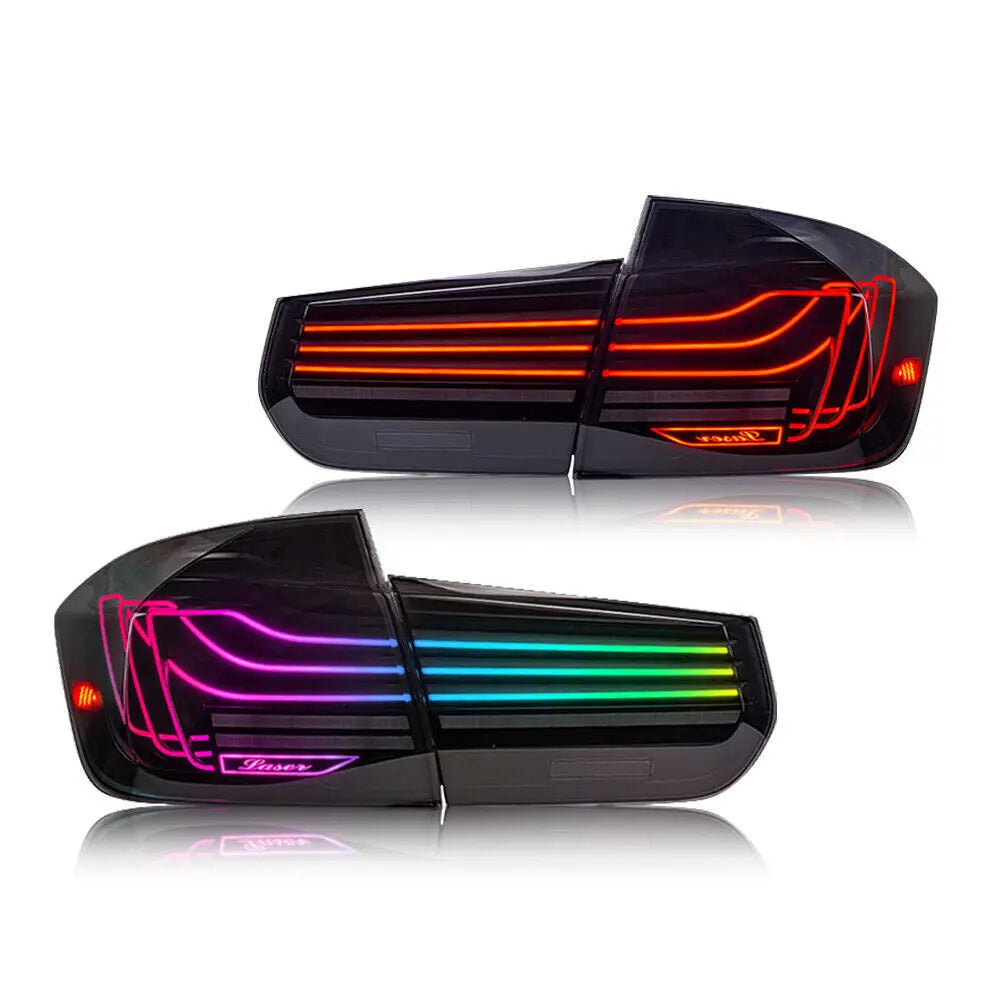 1Pair RGB Color LED Tail Light Fit For BMW 3 Series F30 Sedan 2013-2018 Rear Lamp Car Headlight Accessories
