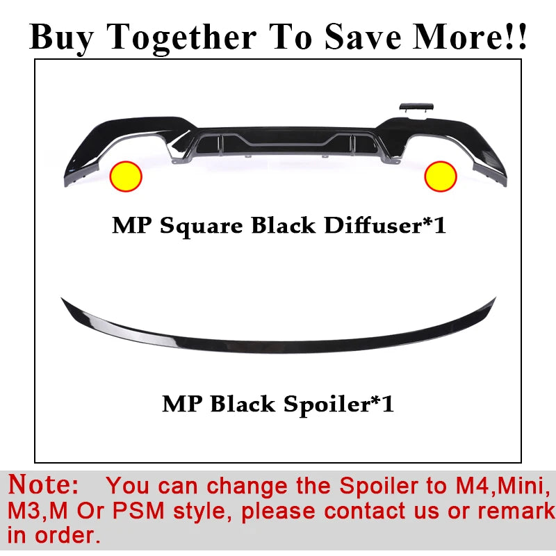 Rear Bumper Diffuser For BMW 3 Series G20 G21 M Tech Body Kit MP Competition Diffusor M340i 325i 2019 2020 2021 2022 2023