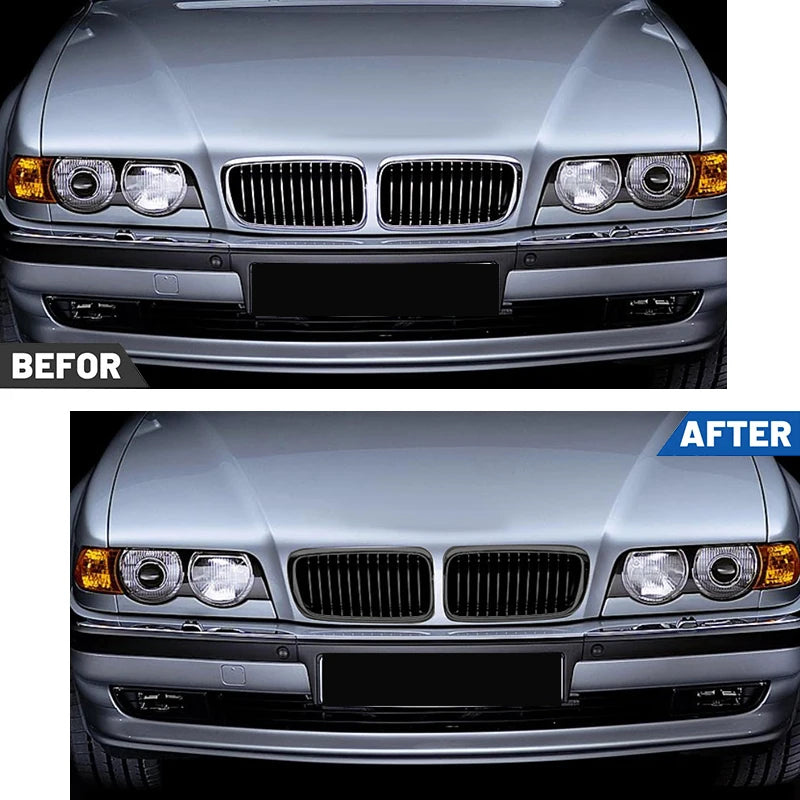 VZIP Front Kidney Racing Grille Glossy Black Single Slat Style For BMW 7 Series E38 1998 1999-2001 Replacement Car Accessories