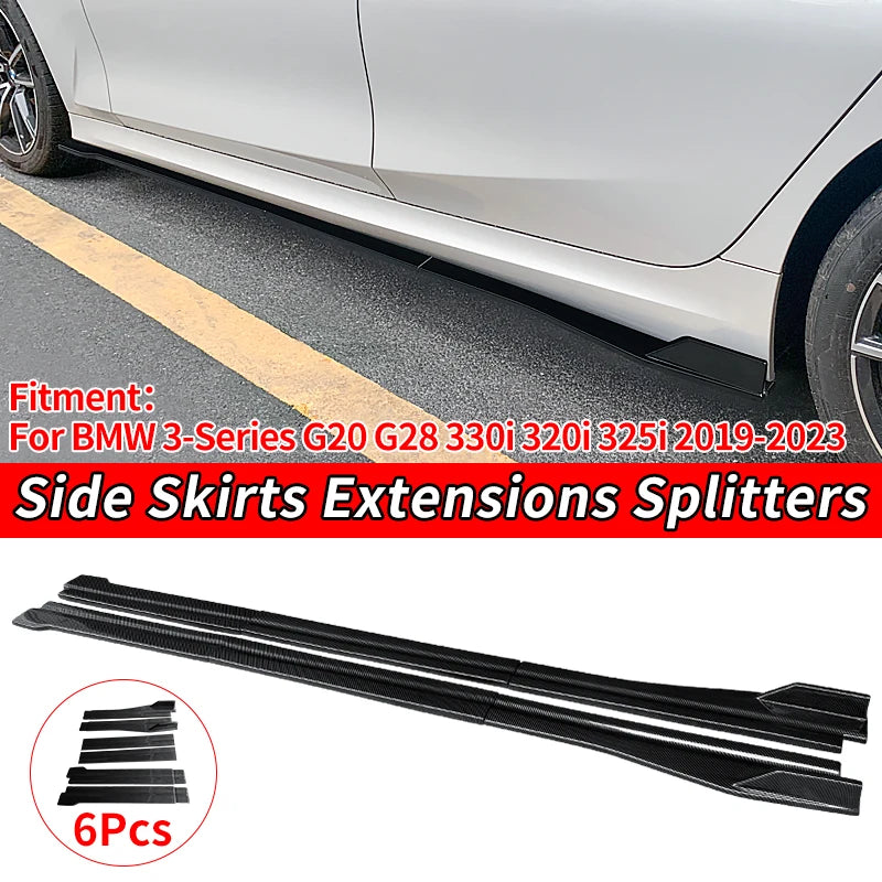 Car Accessories Side Skirt Extension Splitter Winglet Side Wing Bumper Lip ABS For BMW 3-Series G20 G28 330i 320i 325i 2019-2023