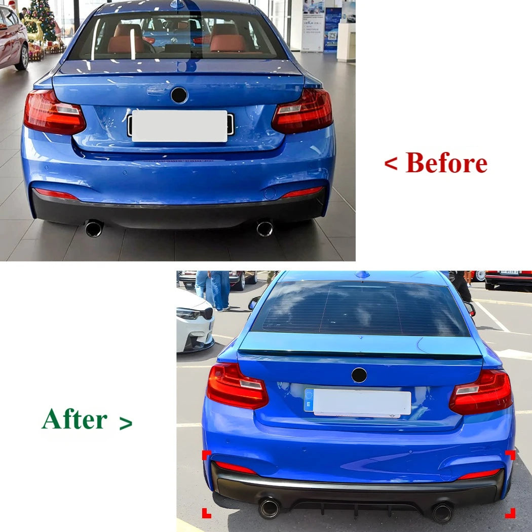 F22 F23 M sport Car Rear Bumper Dual Lip Splitters Spoiler Kits Lower Diffuser Lip For BMW 220i 228i 230i 235i 2 Doors 2014-2020