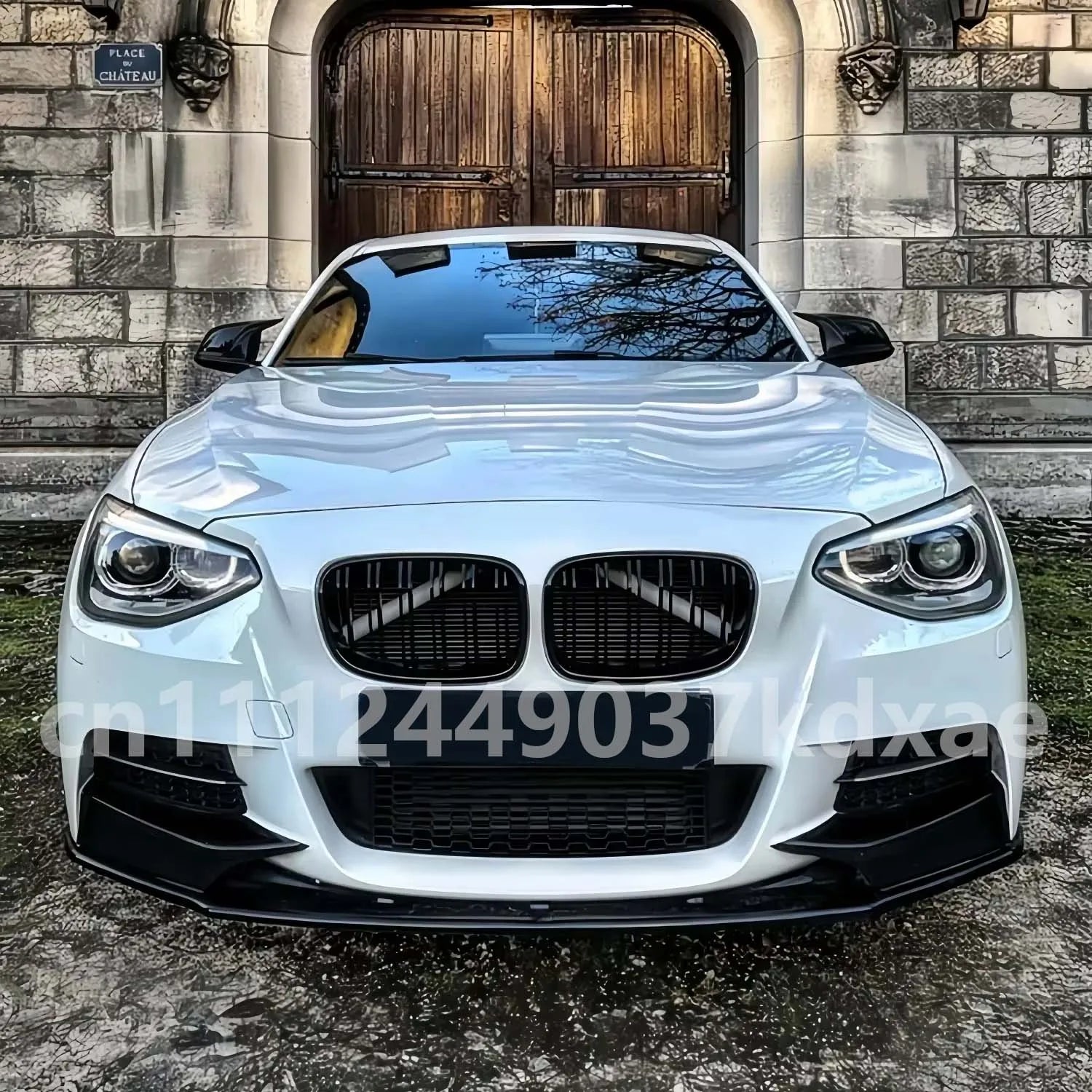 For 2011-2014  BMW 1 Series M135i F20 F21 M Sport Maxton Style Gloss Black Carbon Look Car Front Bumper Splitter Lip