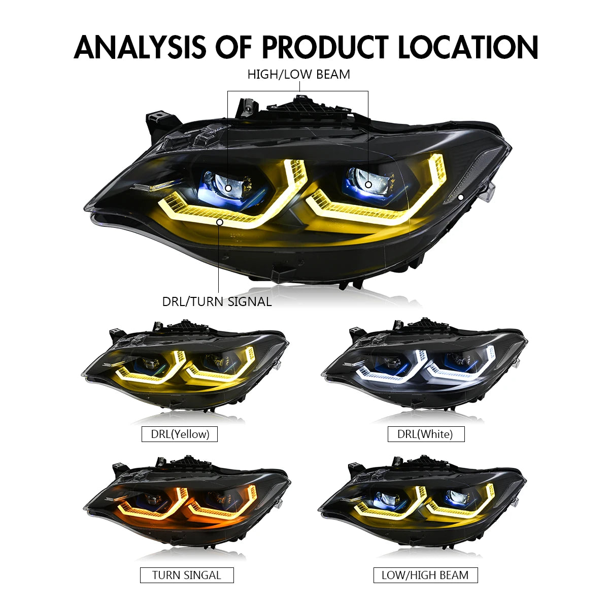 Projector Lens LED Headlight Assembly For BMW F22 F23 228i xDrive 230i M235i M240i 2014-2018 Turbo Xenon Headlamp