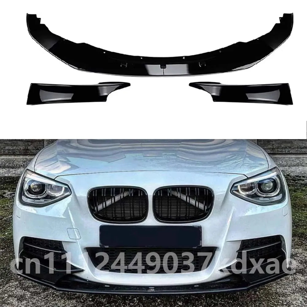 For 2011-2014  BMW 1 Series M135i F20 F21 M Sport Maxton Style Gloss Black Carbon Look Car Front Bumper Splitter Lip