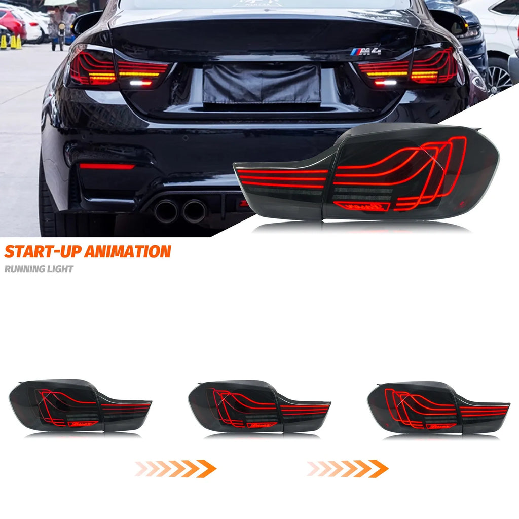 LED Tail Lights For BMW 4-Series F32 F33 F36 F82 F83 M4 2014-2020 Sequential Signal Dynamic Animation Black Rear Lamps Assembly