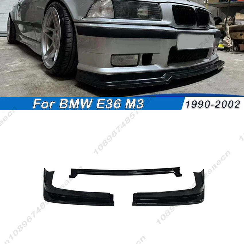 Car Front Bumper Spoiler Lip For BMW E36 M3 4-Door Sedan 2Door Coupe 1990-2002 Gloss Black Look Lower Diffuser Splitter Body Kit
