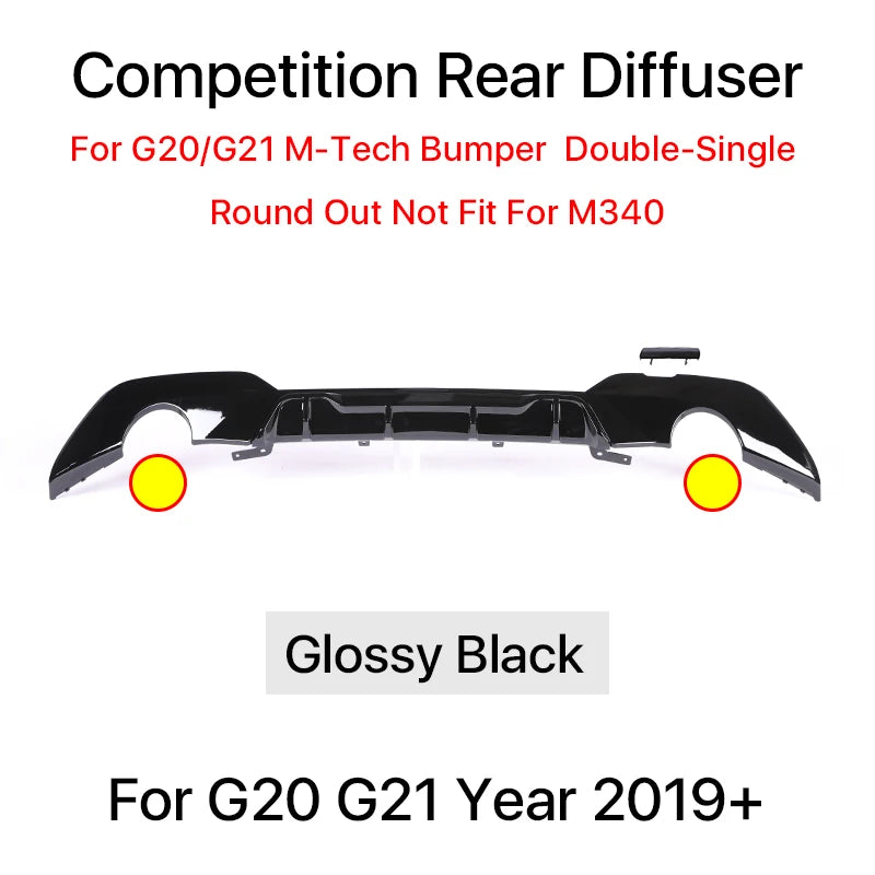Rear Bumper Diffuser For BMW 3 Series G20 G21 M Tech Body Kit MP Competition Diffusor M340i 325i 2019 2020 2021 2022 2023