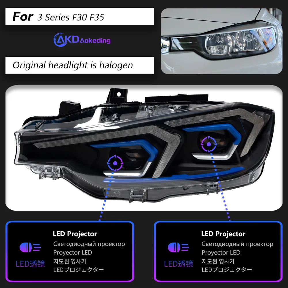 AKD Car Lights for BMW F30 LED Headlight Projector Lens F31 Head Lamp 318i 320i 325i 328i 330i 335i DRL Automotive Accessories